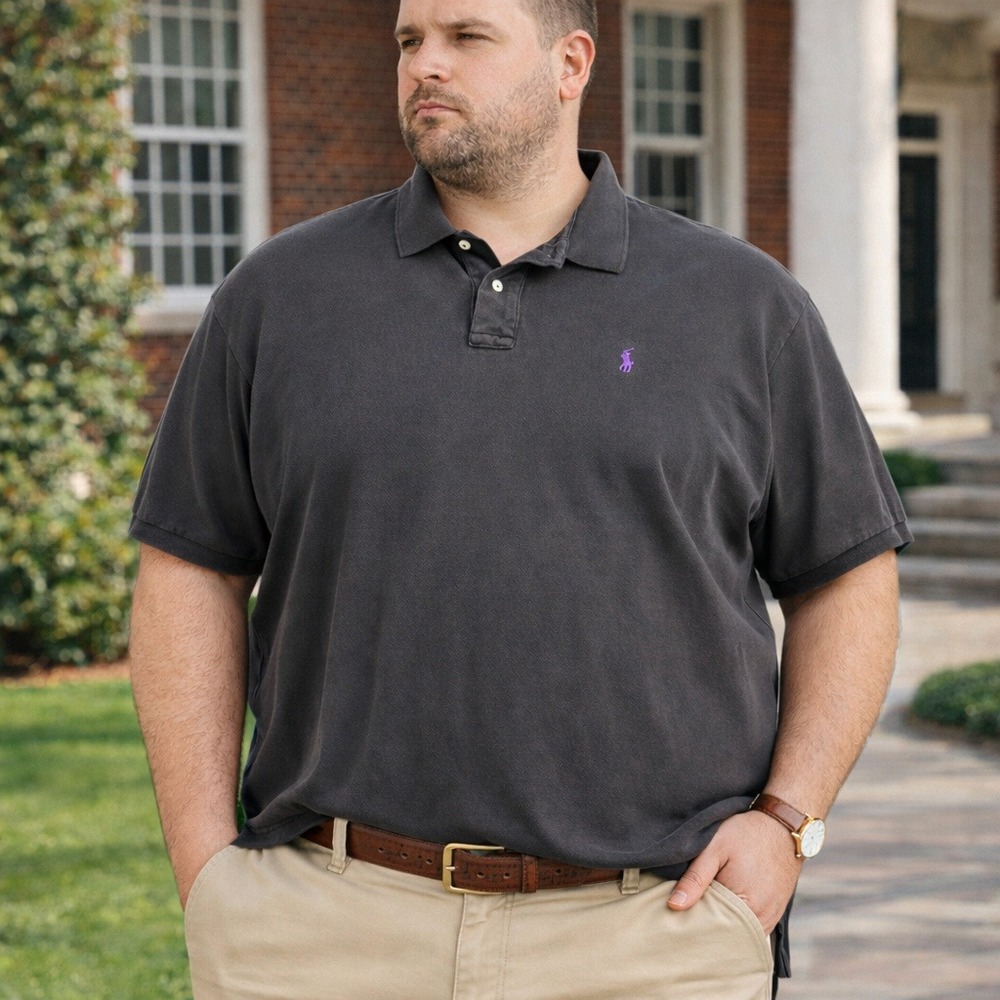 Polo Ralph Lauren Vintage Y2K Polo Shirt Classic Fit Black Purple Pony Men's XXL